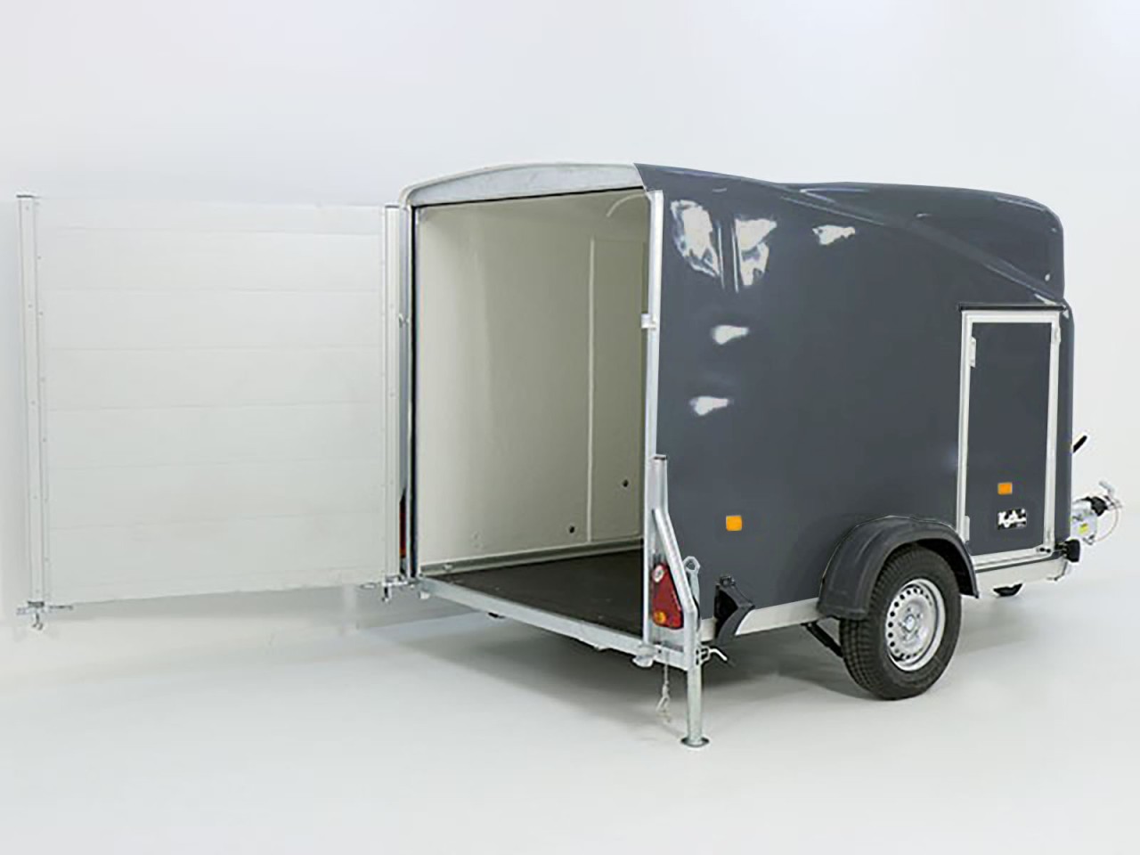 Debon Kofferanhänger Cargo 1300 Vollpoly 150x290cm H:160cm, Tür, grau-Neu – Bild 3