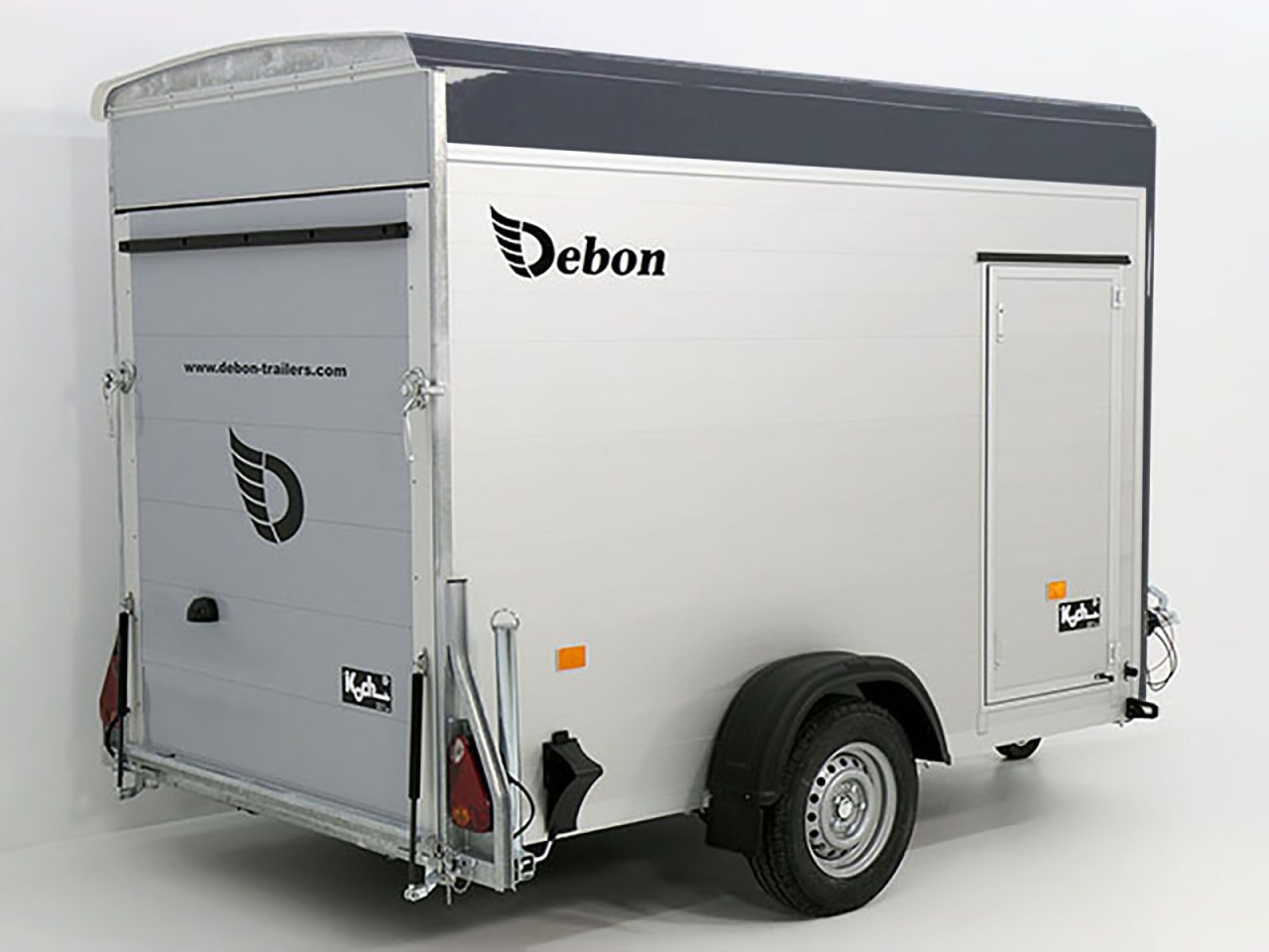 Debon Kofferanhänger C300 148x295cm H:190cm 1,3t Alu, Polybug, Tür, grau-Neu – Bild 2
