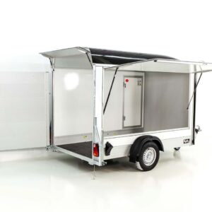 Debon Kofferanhänger C300 Sandwich 148x295cm H:190cm 1,3t, Alu, Polybug, Tür, Klappe, schwarz-Neu