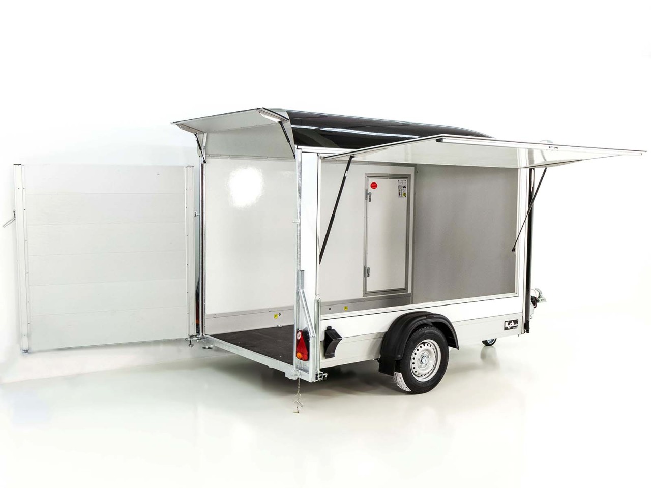 Debon Kofferanhänger C300 Sandwich 148x295cm H:190cm 1,3t, Alu, Polybug, Tür, Klappe, schwarz-Neu – Bild 2