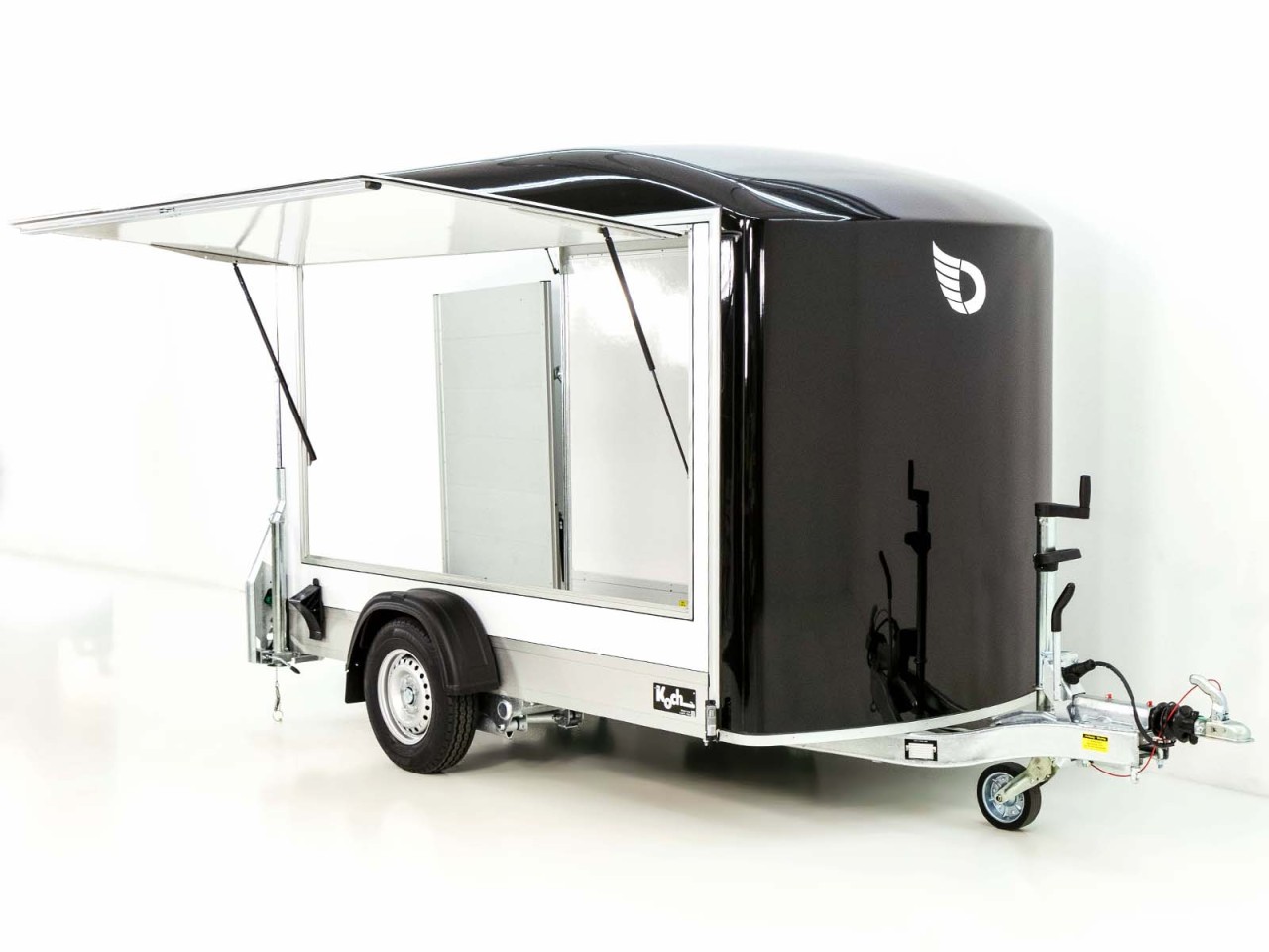 Debon Kofferanhänger C300 Sandwich 148x295cm H:190cm 1,3t, Alu, Polybug, Tür, Klappe, schwarz-Neu – Bild 4