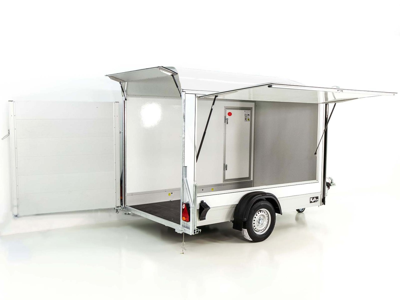 Debon Kofferanhänger C300 Sandwich 148x295cm H:190cm 1,3t, Alu, Polybug, Tür, Klappe, weiß-Neu – Bild 2