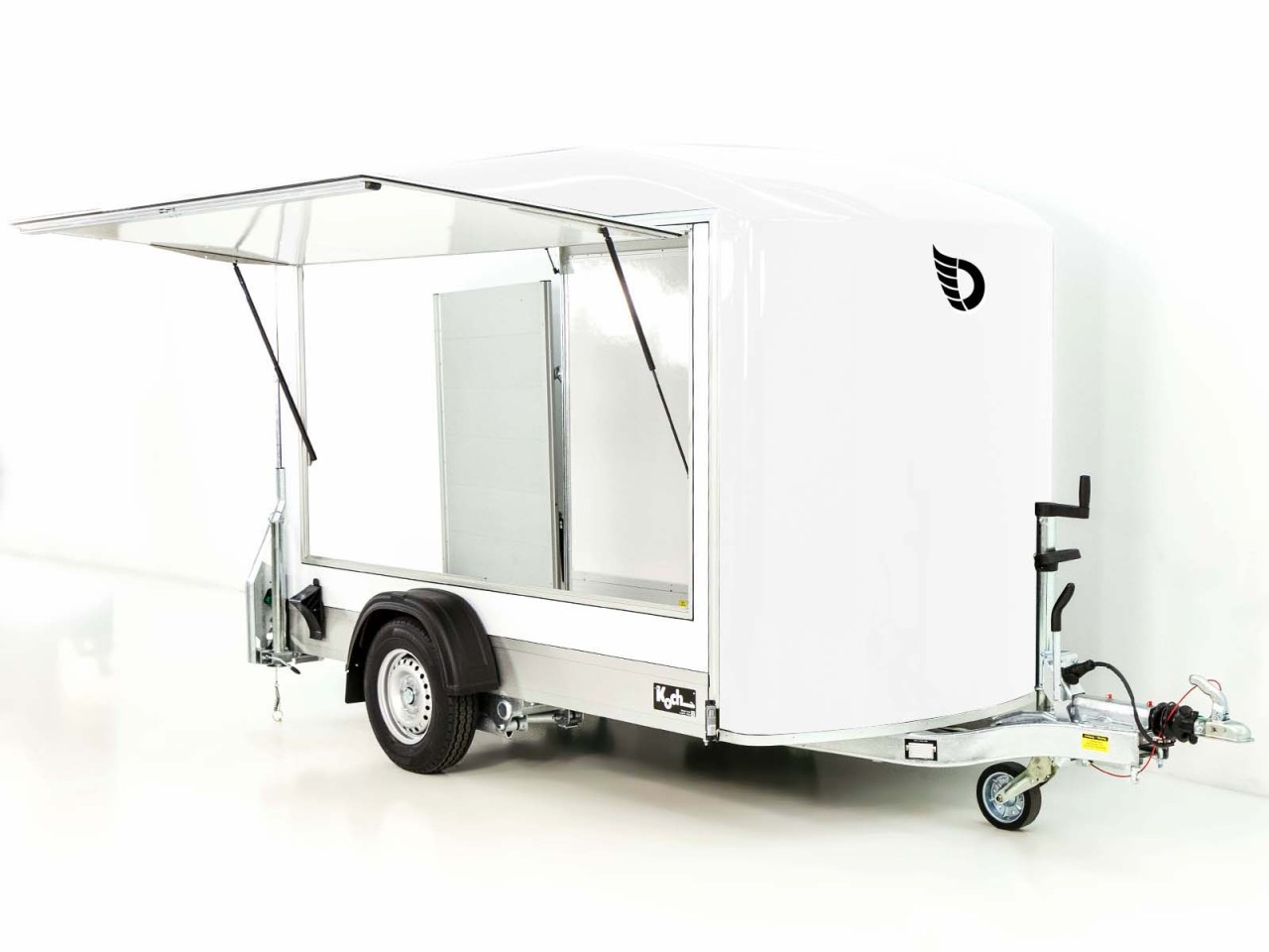 Debon Kofferanhänger C300 Sandwich 148x295cm H:190cm 1,3t, Alu, Polybug, Tür, Klappe, weiß-Neu – Bild 4