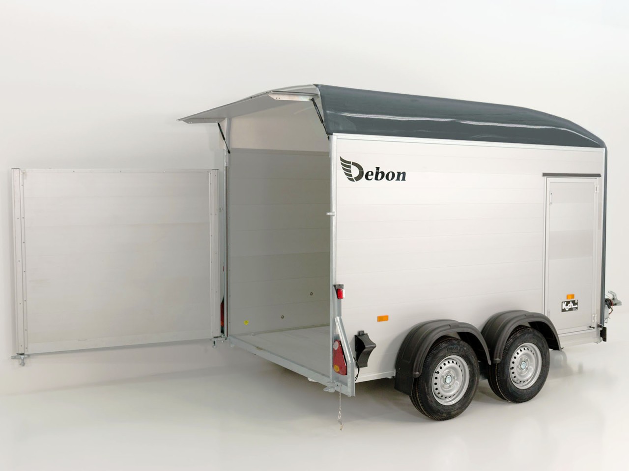 Debon Kofferanhänger C500 164x300cm H:200cm 2,0t, Alu, Polybug, Tür, grau-Neu – Bild 2