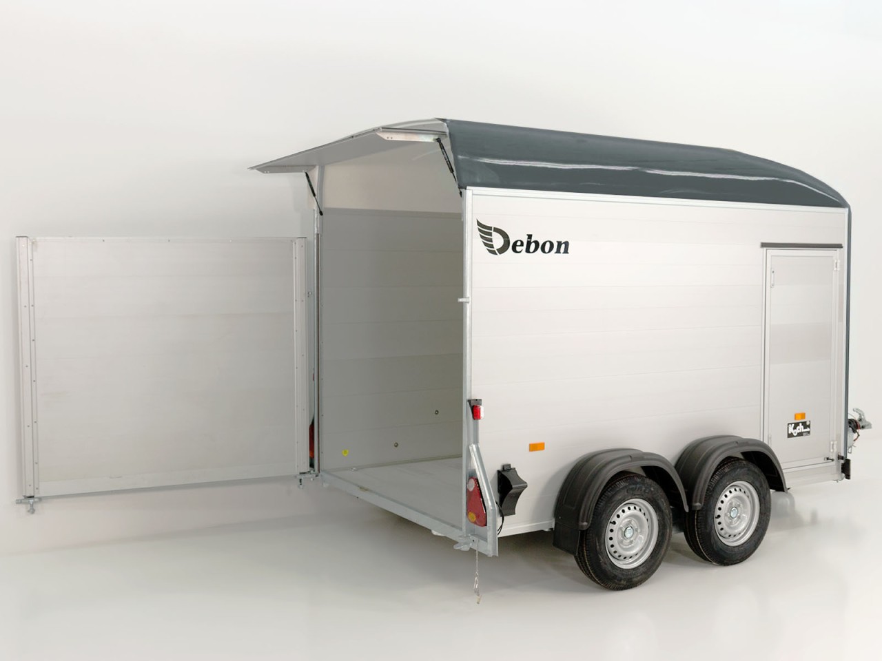Debon Kofferanhänger C500 164x300cm H:200cm 2,6t, Alu, Polybug, Tür, grau-Neu – Bild 2