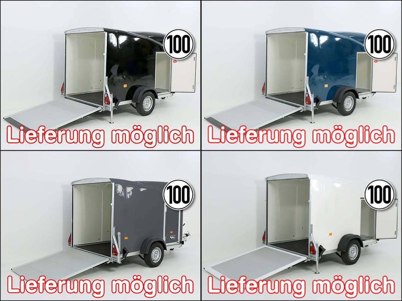Debon Kofferanhänger Cargo 1300 Vollpoly 150x290cm H:160cm, Tür-Neu